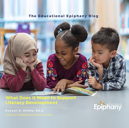 The Educational Epiphany’s blog showing three students on the floor reading a book