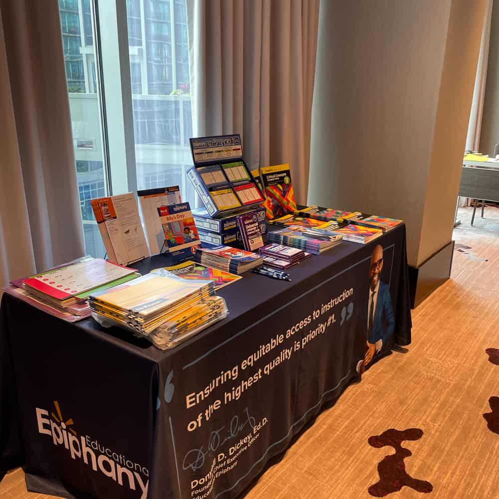 An Educational Epiphany table full of learning materials and books