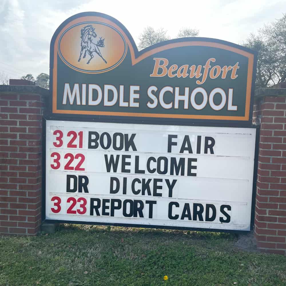 Beaufort Middle School event signage